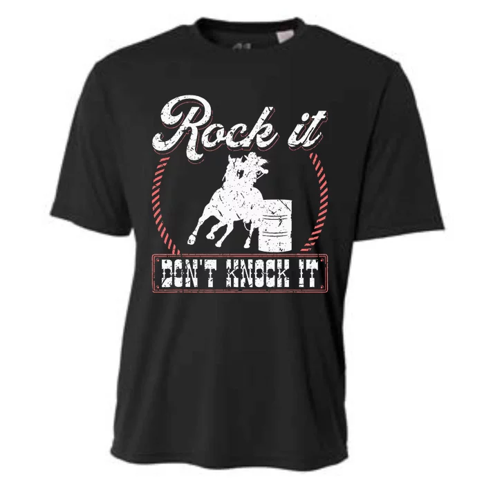 Barrel Racing Rock It Funny Cowgirl Rodeo Horse Barrel Racer Cooling Performance Crew T-Shirt