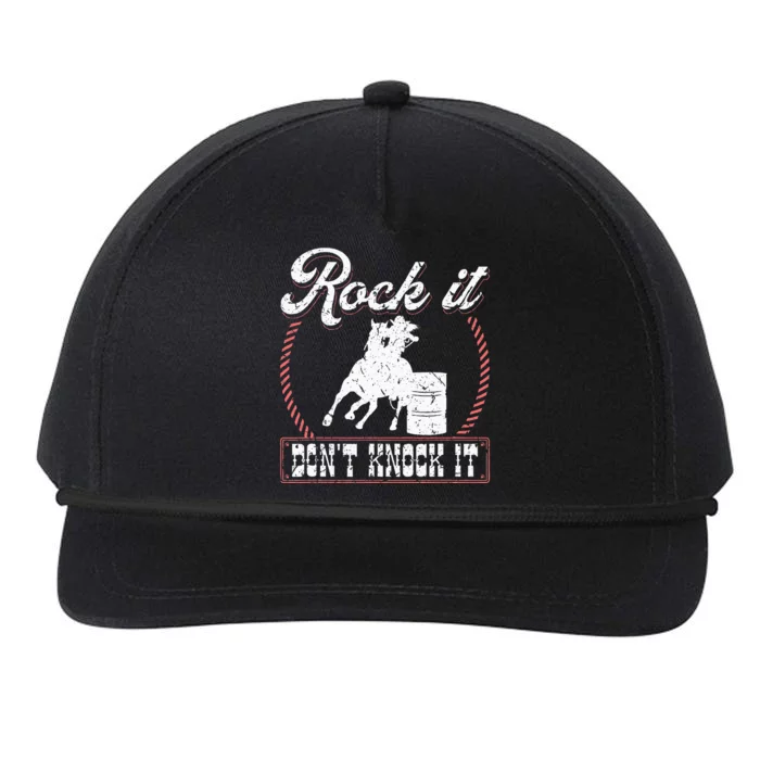 Barrel Racing Rock It Funny Cowgirl Rodeo Horse Barrel Racer Snapback Five-Panel Rope Hat