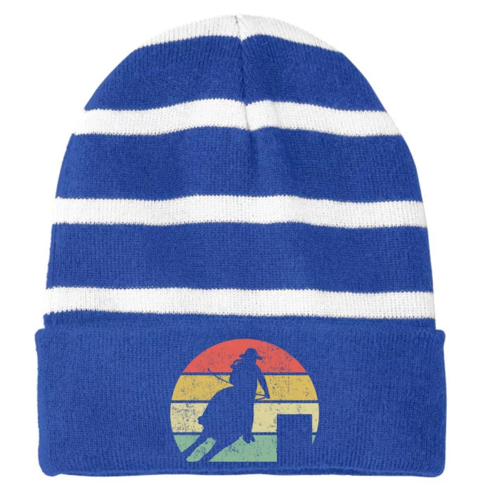 Barrel Racing Rodeo Retro Vintage Gift Striped Beanie with Solid Band