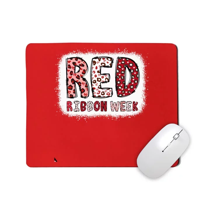 Bleached Red Ribbon Week Leopard We Wear Red For Awareness Mousepad