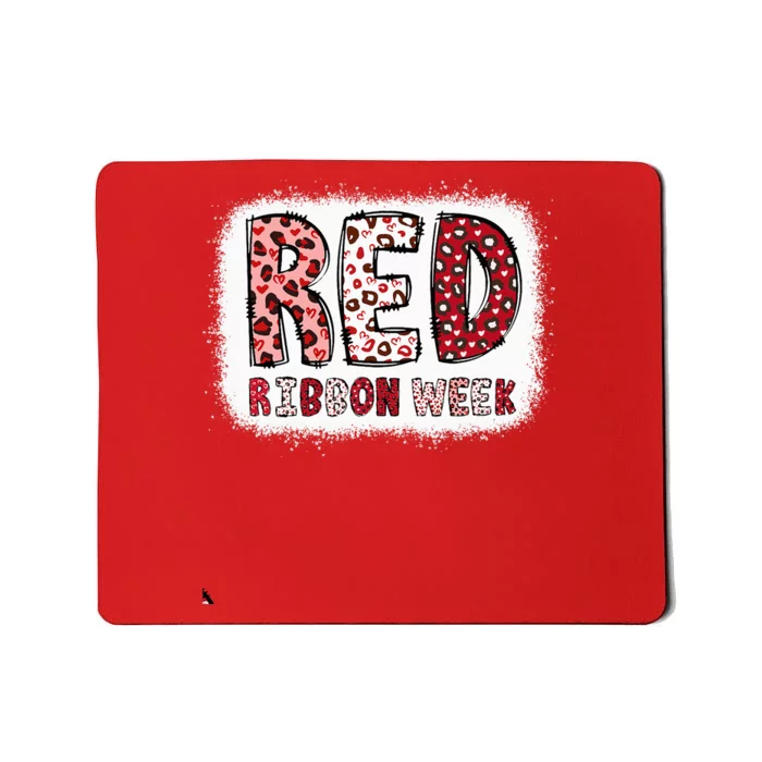 Bleached Red Ribbon Week Leopard We Wear Red For Awareness Mousepad