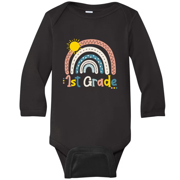 Boho Rainbow Sun For Teachers Women Hello 1st Grade Gift Baby Long Sleeve Bodysuit