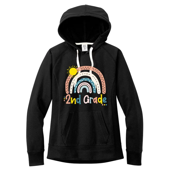 Boho Rainbow Sun For Teachers Women Hello 2nd Grade Gift Women's Fleece Hoodie