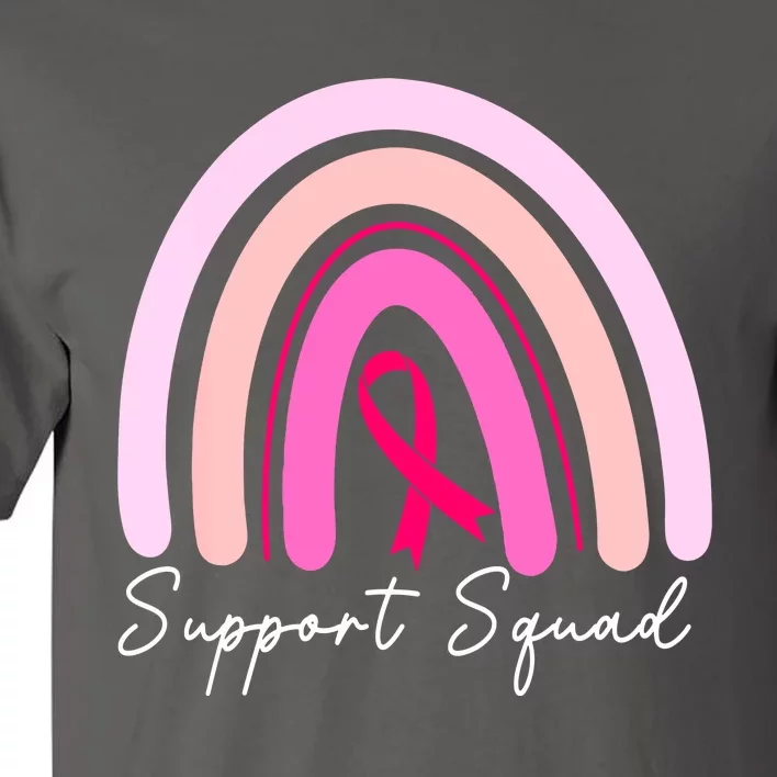 Boho Rainbow Support Squad Breast Cancer Awareness Survivor Pink Gift Tall T-Shirt