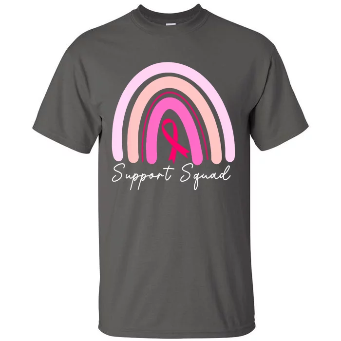 Boho Rainbow Support Squad Breast Cancer Awareness Survivor Pink Gift Tall T-Shirt