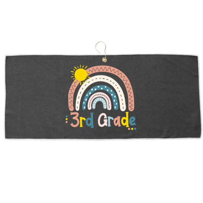 Boho Rainbow Sun For Teachers Women Hello 3rd Grade Gift Large Microfiber Waffle Golf Towel