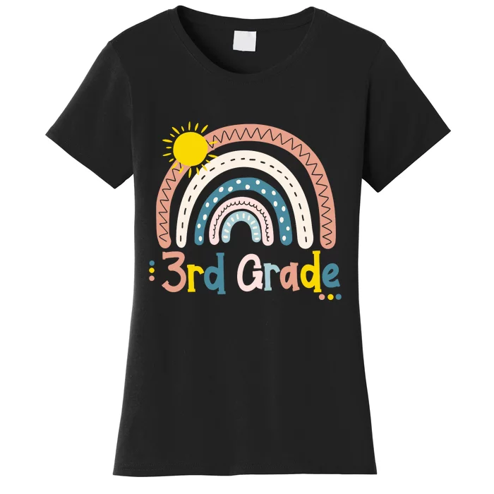 Boho Rainbow Sun For Teachers Women Hello 3rd Grade Gift Women's T-Shirt