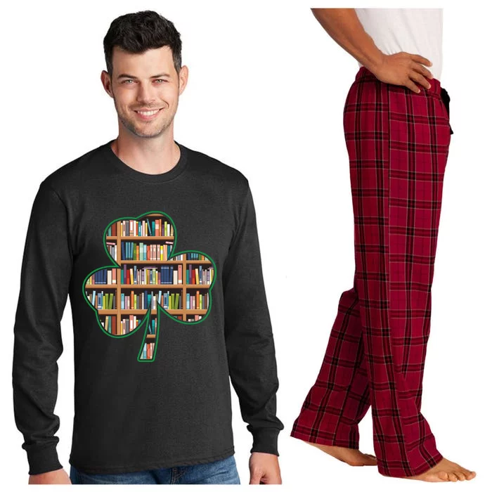 Book Reading St Patrick's Day Shamrock Librarian Love Heart Gift Long Sleeve Pajama Set