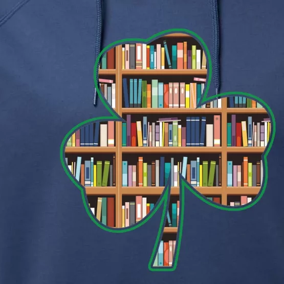 Book Reading St Patrick's Day Shamrock Librarian Love Heart Gift Performance Fleece Hoodie