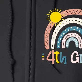 Boho Rainbow Sun For Teachers Women Hello 4th Grade Gift Full Zip Hoodie