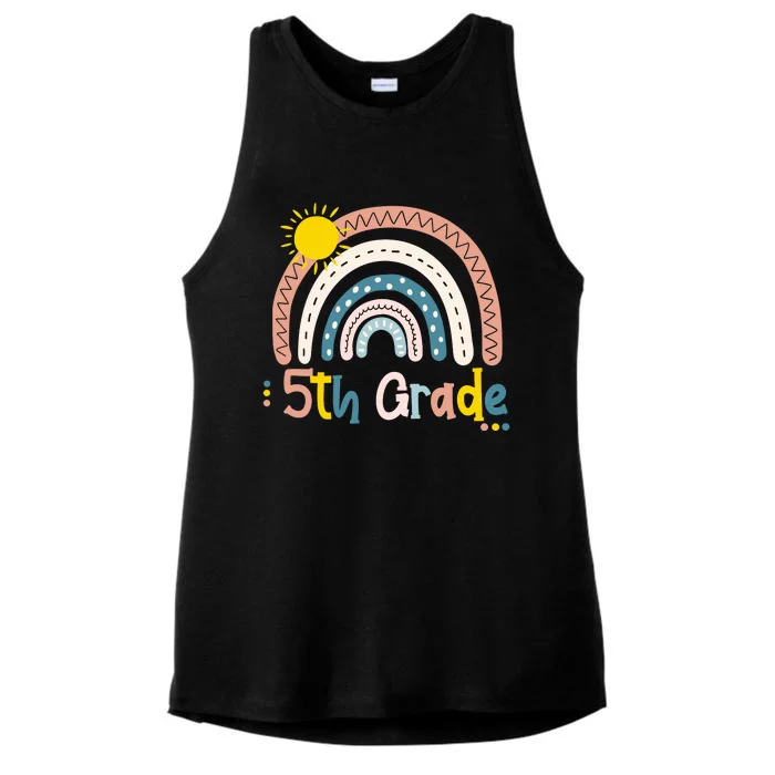 Boho Rainbow Sun For Teachers Women Hello 5th Grade Gift Ladies Tri-Blend Wicking Tank