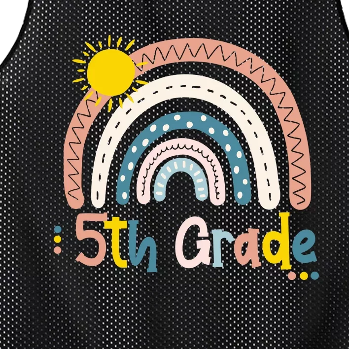 Boho Rainbow Sun For Teachers Women Hello 5th Grade Gift Mesh Reversible Basketball Jersey Tank