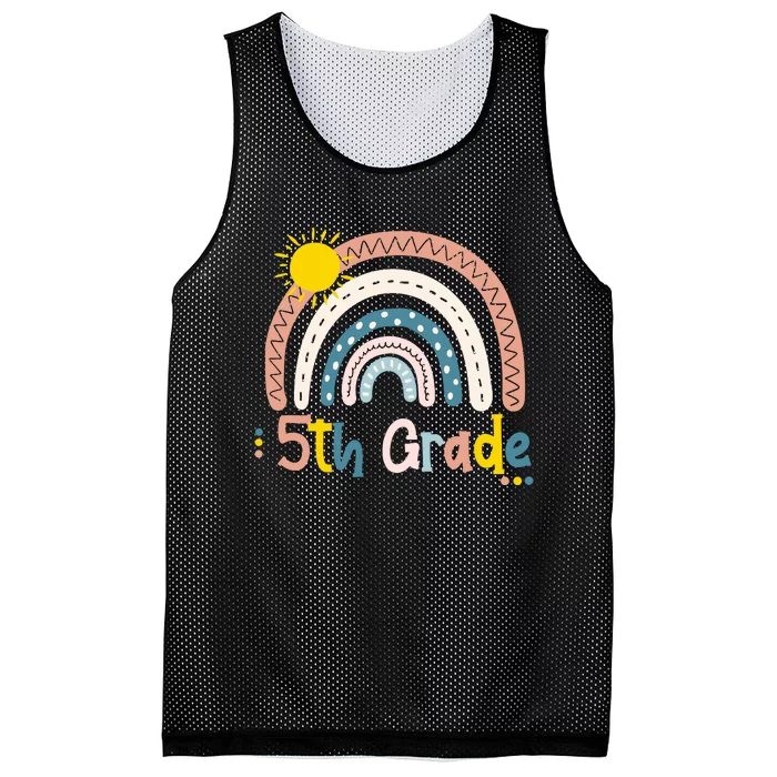 Boho Rainbow Sun For Teachers Women Hello 5th Grade Gift Mesh Reversible Basketball Jersey Tank