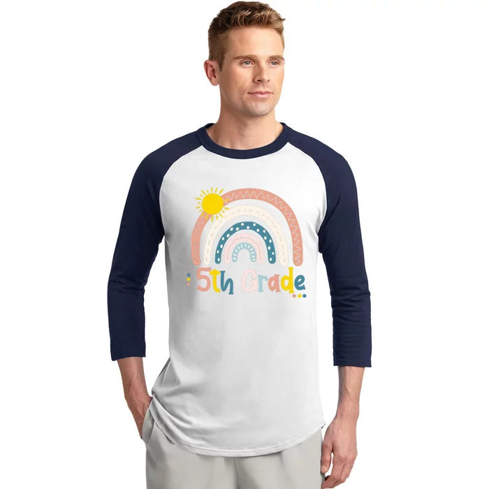 Boho Rainbow Sun For Teachers Women Hello 5th Grade Gift Baseball Sleeve Shirt