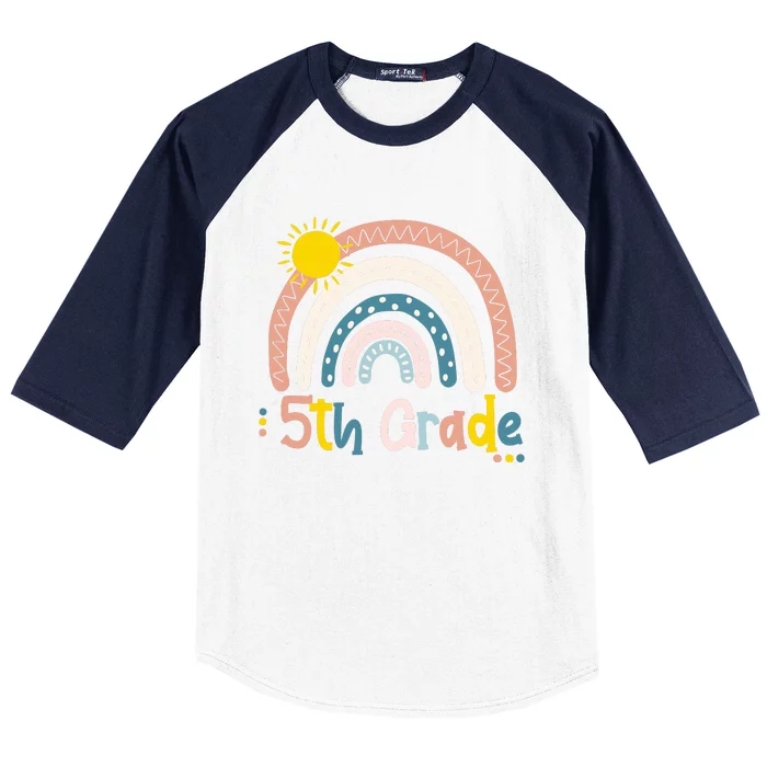 Boho Rainbow Sun For Teachers Women Hello 5th Grade Gift Baseball Sleeve Shirt