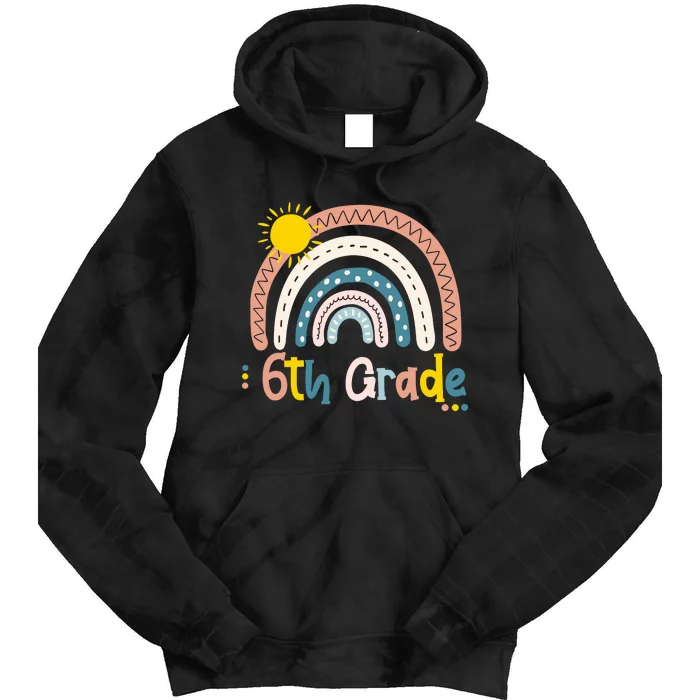 Boho Rainbow Sun For Teachers Women Hello 6th Grade Gift Tie Dye Hoodie