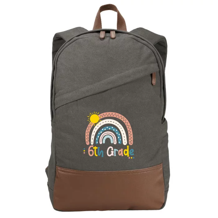 Boho Rainbow Sun For Teachers Women Hello 6th Grade Gift Cotton Canvas Backpack