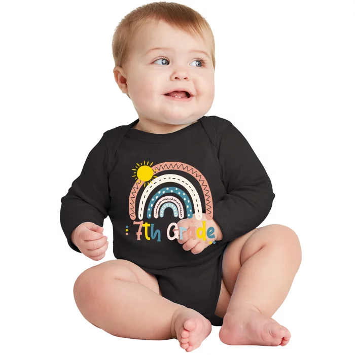 Boho Rainbow Sun For Teachers Women Hello 7th Grade Gift Baby Long Sleeve Bodysuit