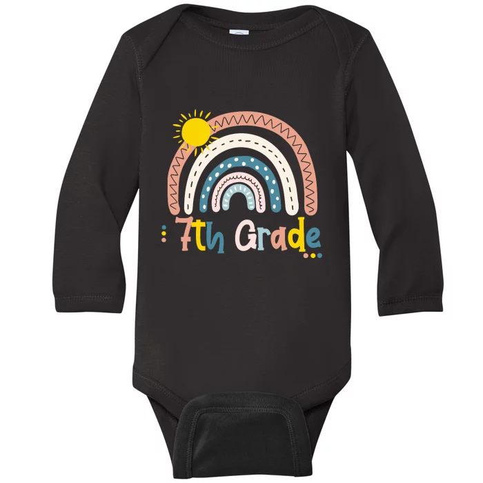 Boho Rainbow Sun For Teachers Women Hello 7th Grade Gift Baby Long Sleeve Bodysuit