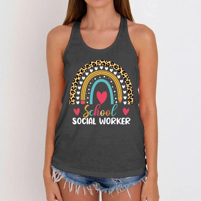 Boho Rainbow School School Social Worker Women's Knotted Racerback Tank