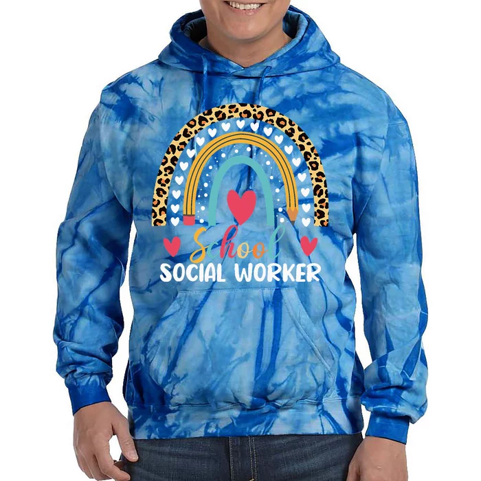 Boho Rainbow School School Social Worker Tie Dye Hoodie