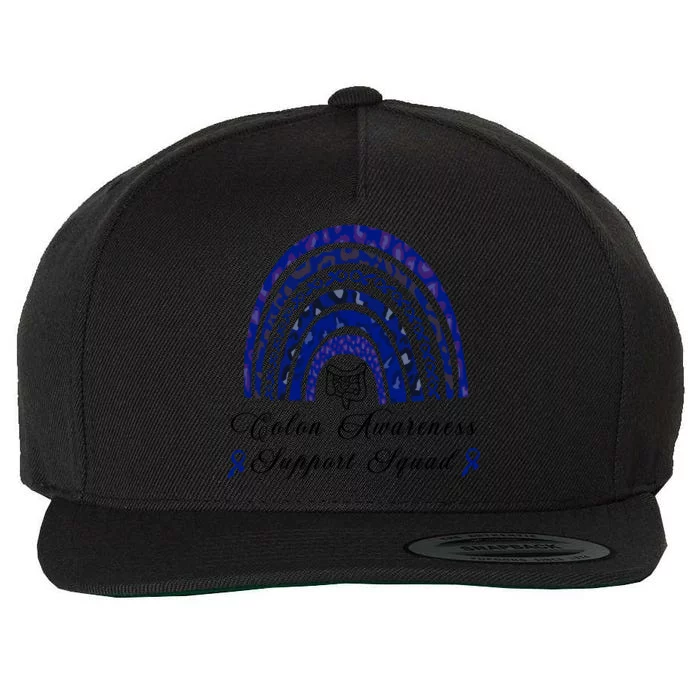 Blue Ribbon Support Squad Rainbow Colon Cancer Awareness Gift Wool Snapback Cap