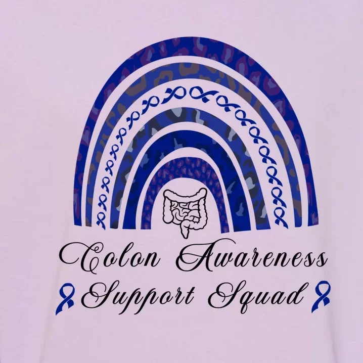 Blue Ribbon Support Squad Rainbow Colon Cancer Awareness Gift Garment-Dyed Sweatshirt