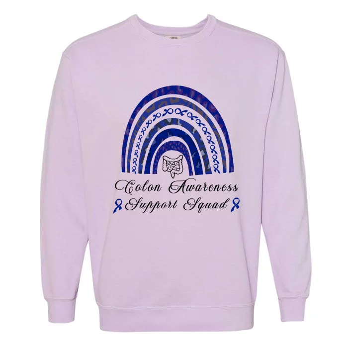 Blue Ribbon Support Squad Rainbow Colon Cancer Awareness Gift Garment-Dyed Sweatshirt