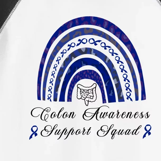 Blue Ribbon Support Squad Rainbow Colon Cancer Awareness Gift Toddler Fine Jersey T-Shirt