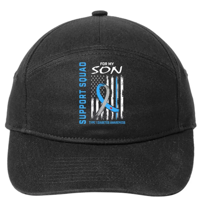 Blue Ribbon Support Squad Type 1 Diabetes Awareness Son T1D 7-Panel Snapback Hat