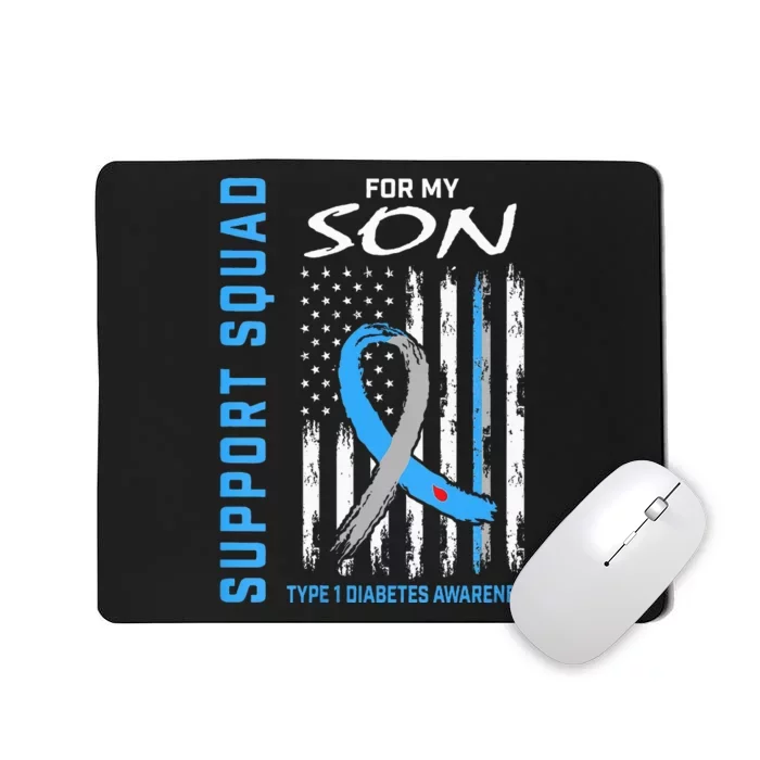 Blue Ribbon Support Squad Type 1 Diabetes Awareness Son T1D Mousepad