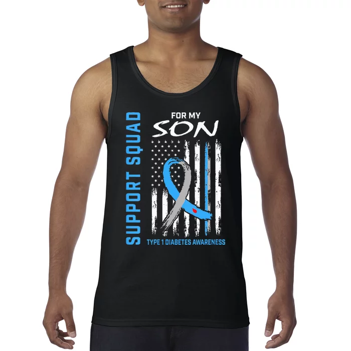 Blue Ribbon Support Squad Type 1 Diabetes Awareness Son T1D Tank Top