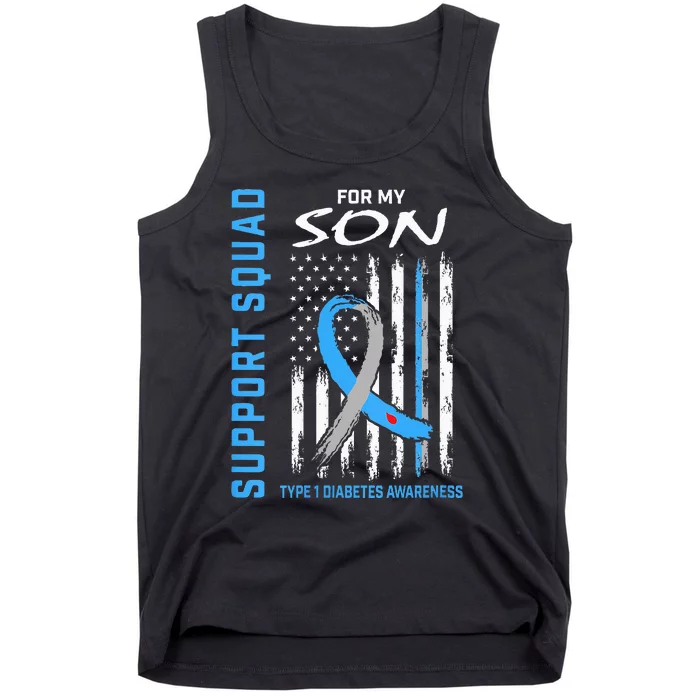 Blue Ribbon Support Squad Type 1 Diabetes Awareness Son T1D Tank Top