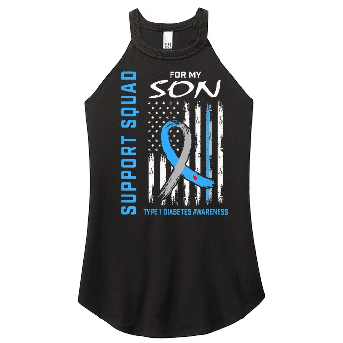 Blue Ribbon Support Squad Type 1 Diabetes Awareness Son T1D Women’s Perfect Tri Rocker Tank