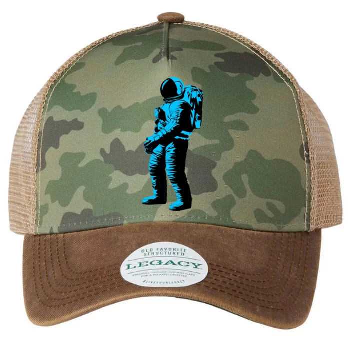 Blue Retro Space Astronaut Legacy Tie Dye Trucker Hat