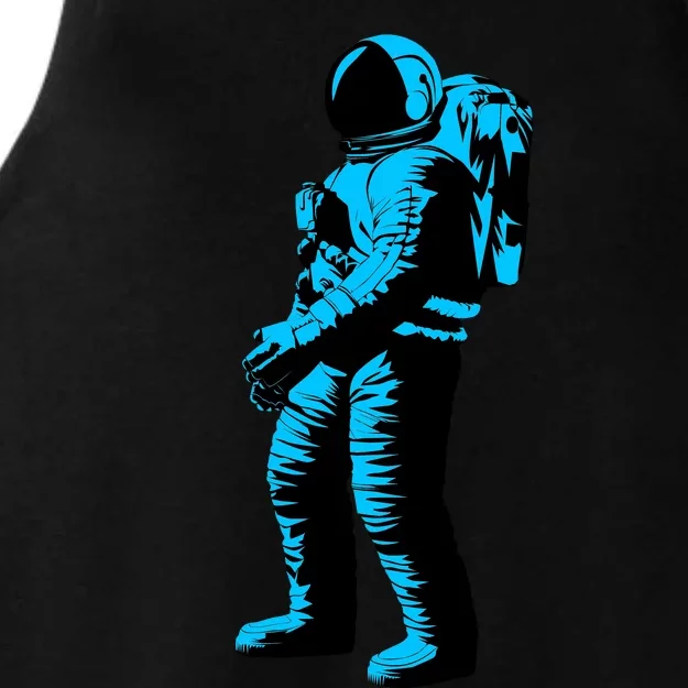 Blue Retro Space Astronaut Ladies Tri-Blend Wicking Tank