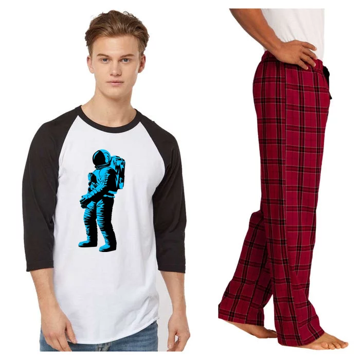 Blue Retro Space Astronaut Raglan Sleeve Pajama Set