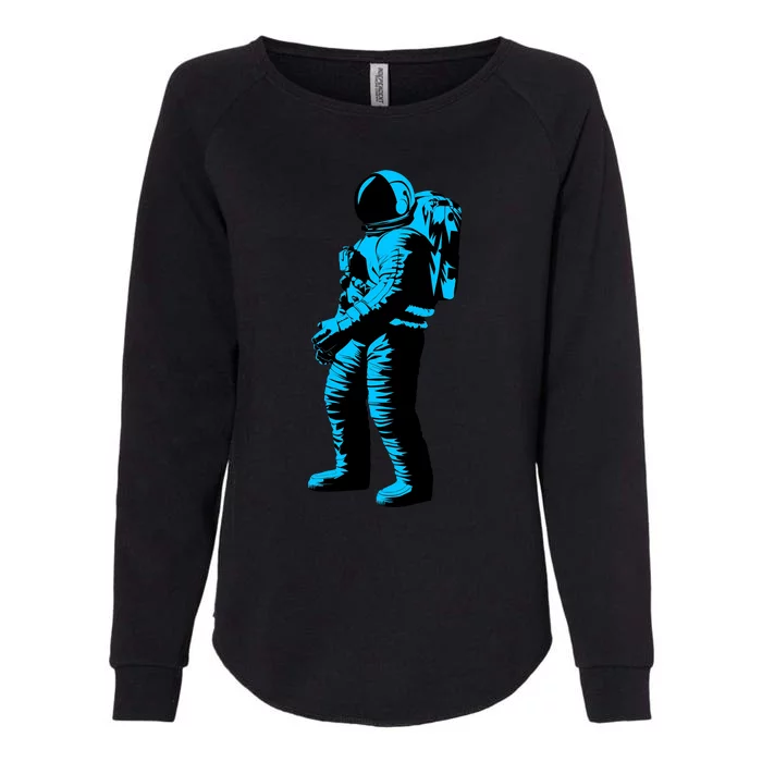 Blue Retro Space Astronaut Womens California Wash Sweatshirt