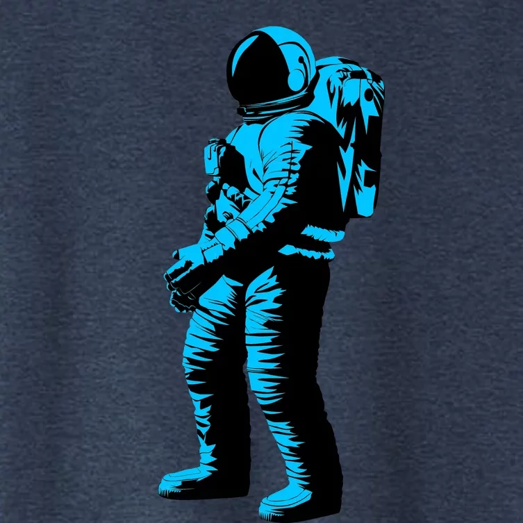 Blue Retro Space Astronaut Women's Crop Top Tee