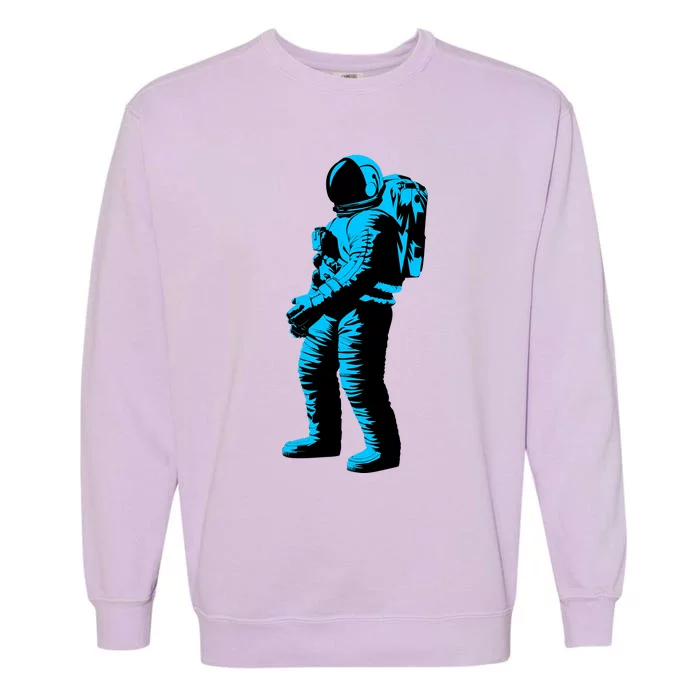 Blue Retro Space Astronaut Garment-Dyed Sweatshirt