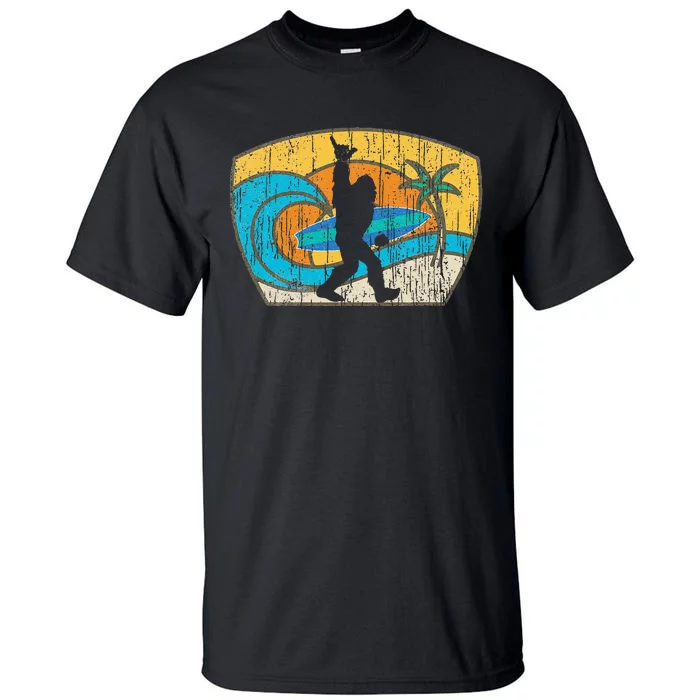 Bigfoot Retro Surfing Gift For Shaka Aloha Surfer Dude Tall T-Shirt