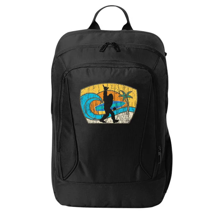 Bigfoot Retro Surfing Gift For Shaka Aloha Surfer Dude City Backpack