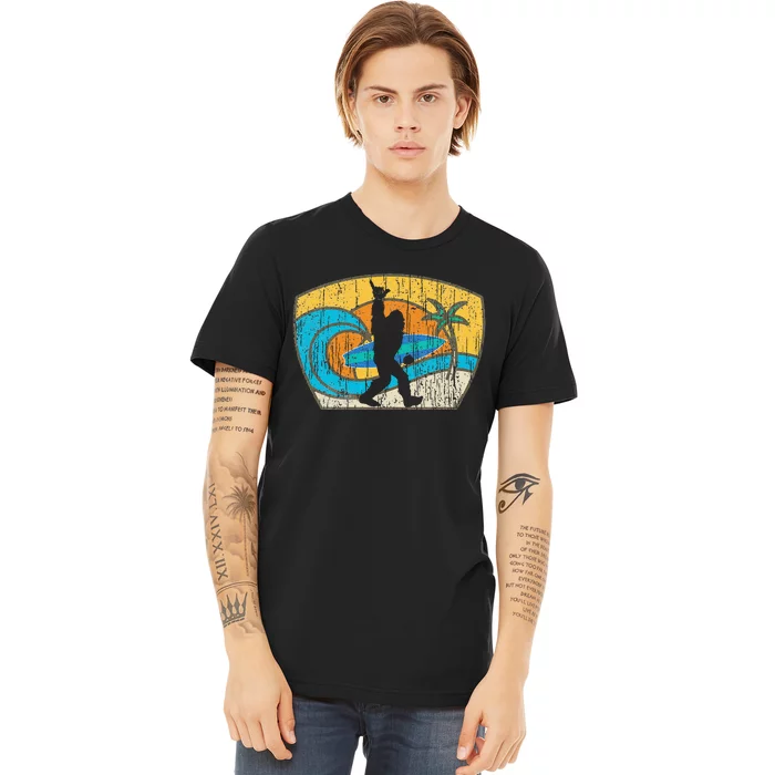 Bigfoot Retro Surfing Gift For Shaka Aloha Surfer Dude Premium T-Shirt