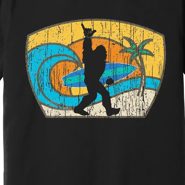 Bigfoot Retro Surfing Gift For Shaka Aloha Surfer Dude Premium T-Shirt