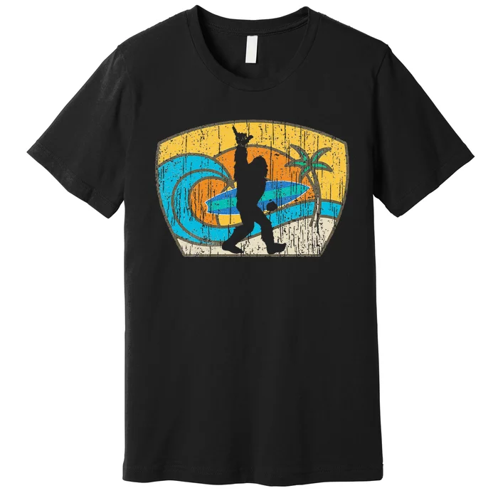 Bigfoot Retro Surfing Gift For Shaka Aloha Surfer Dude Premium T-Shirt