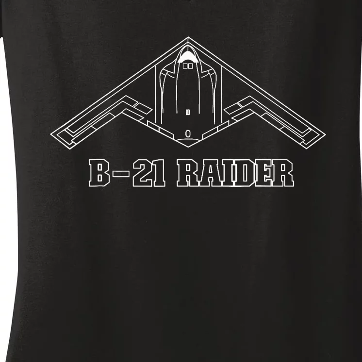 B21 Raider Stealth Bomber Aircraft / USA Airplane Aviation Women's V-Neck T-Shirt