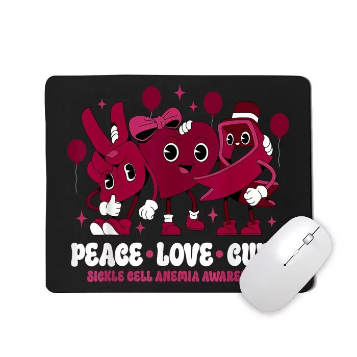 Burgundy Ribbon Survivor Groovy Sickle Cell Anemia Awareness Mousepad