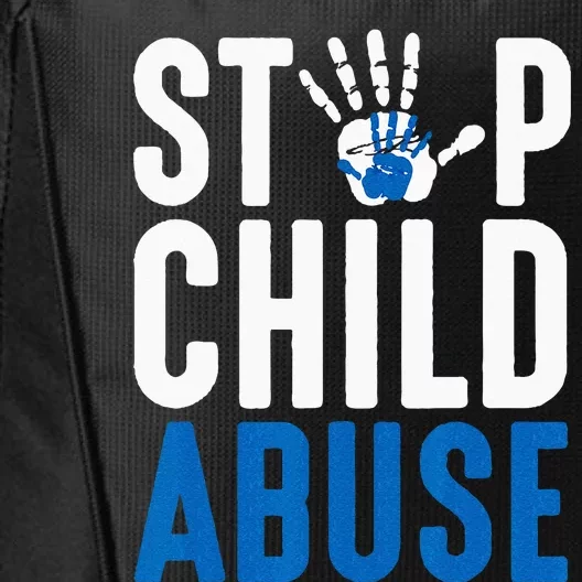 Blue Ribbon Stop Child Abuse Prevention Month Awareness City Backpack