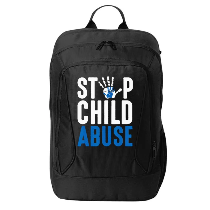 Blue Ribbon Stop Child Abuse Prevention Month Awareness City Backpack