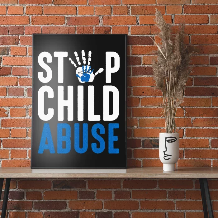 Blue Ribbon Stop Child Abuse Prevention Month Awareness Poster